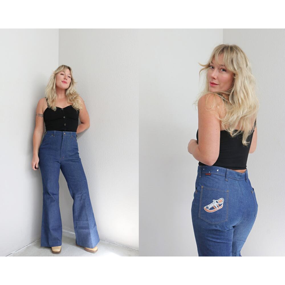 1970's NOS Deadstock Sneaker Pocket Bell Bottom Jeans ~ Women's MD ~ 31" Waist